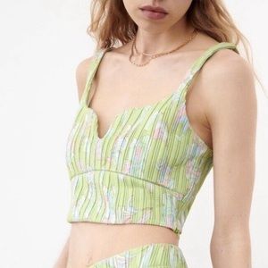 NWT Zara Pleated Printed Cropped Top
